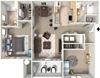 2 Bed 2 Bath Floor Plan